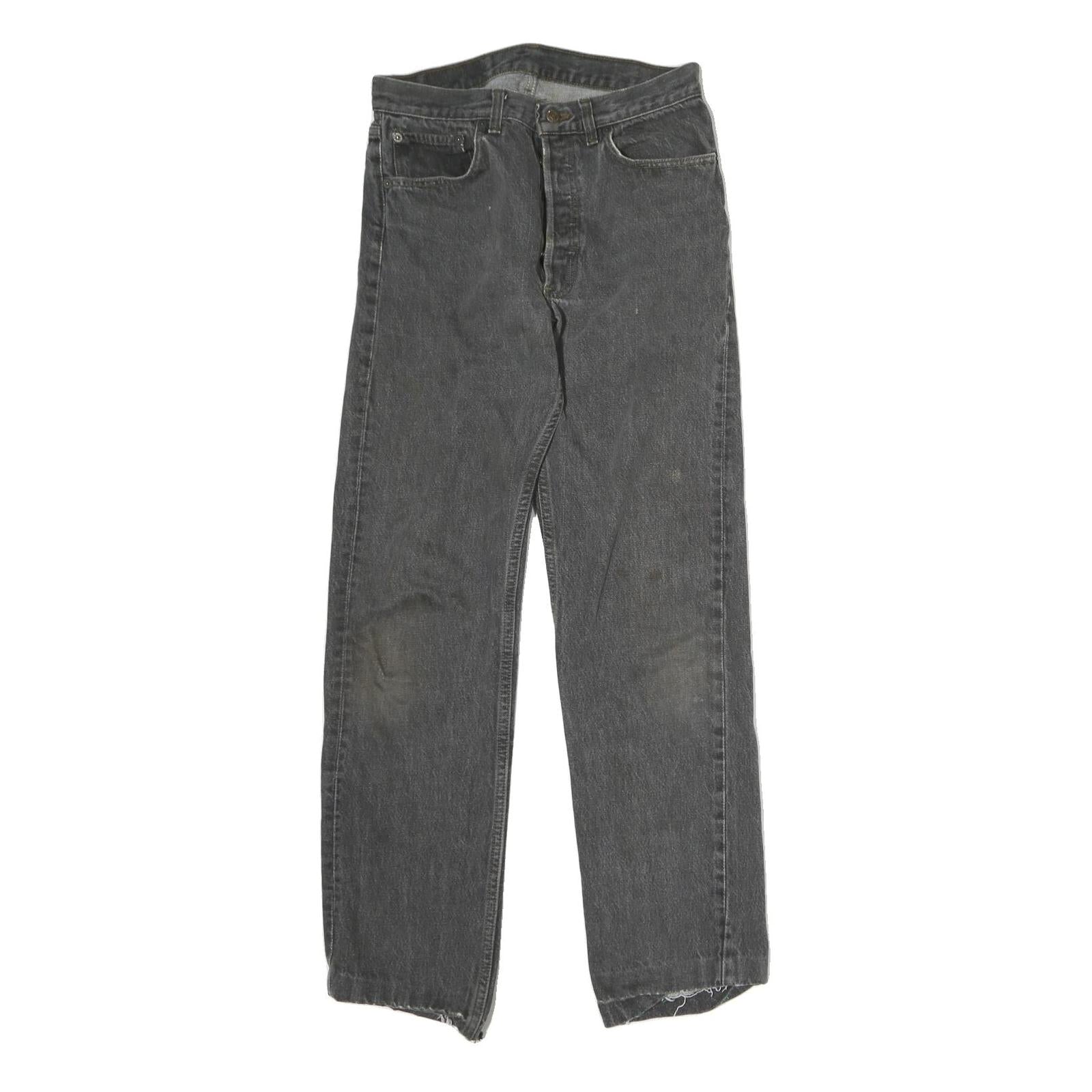 LEVI'S 501 Mens Jeans Black Regular Straight Denim Medium W32 L30 Classic Button