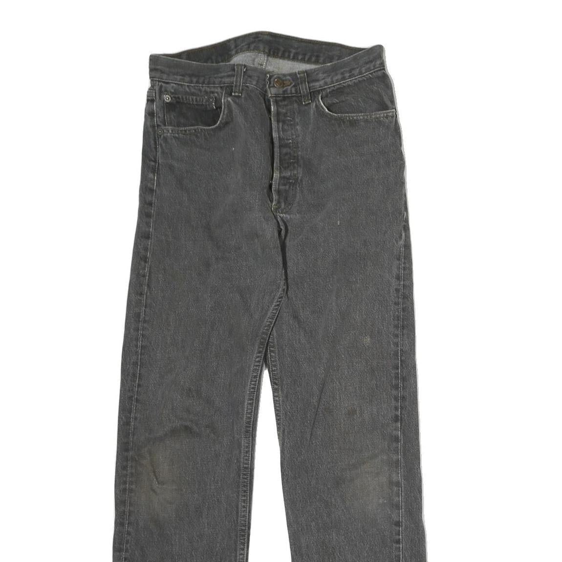 LEVI'S 501 Mens Jeans Black Regular Straight Denim Medium W32 L30 Classic Button