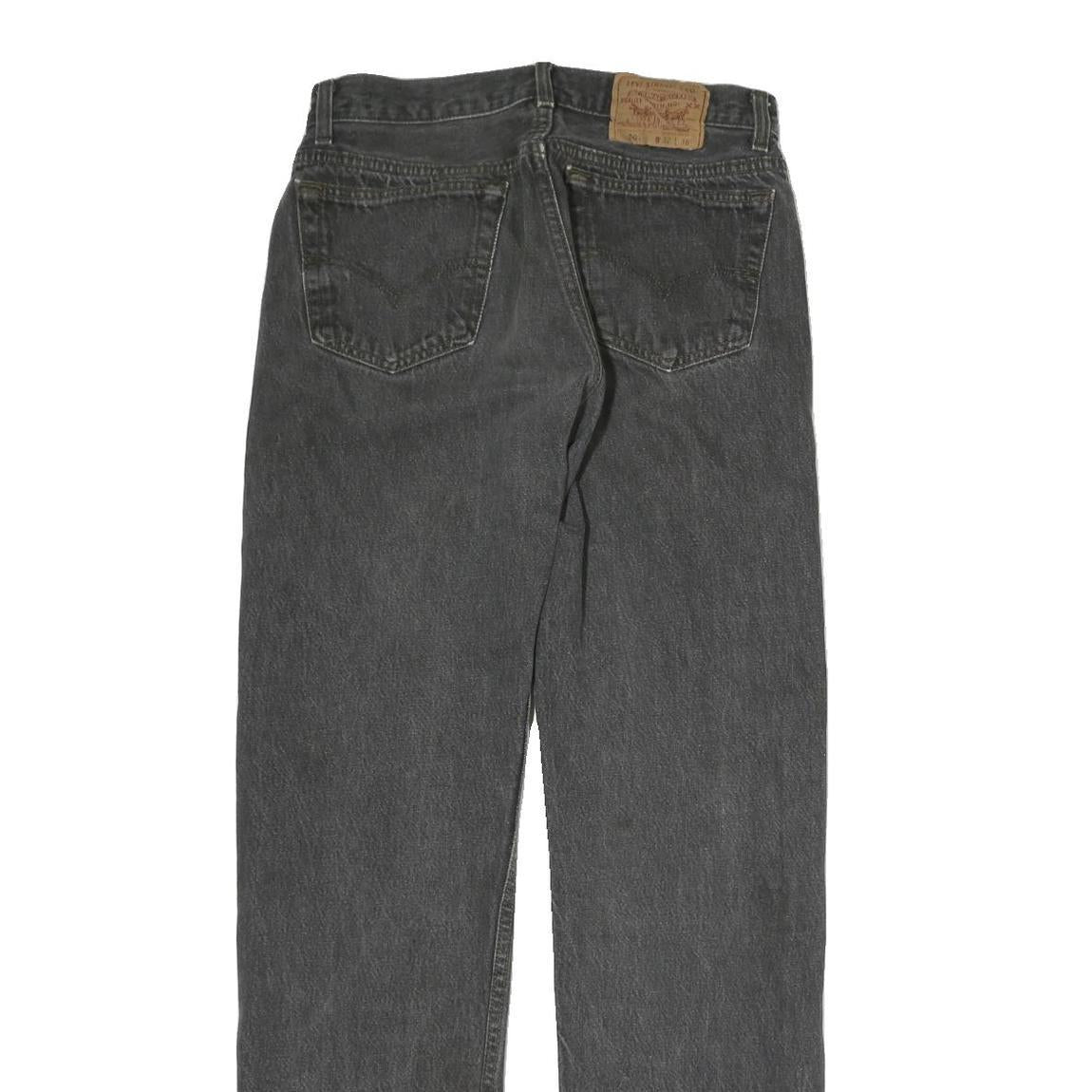 LEVI'S 501 Mens Jeans Black Regular Straight Denim Medium W32 L30 Classic Button