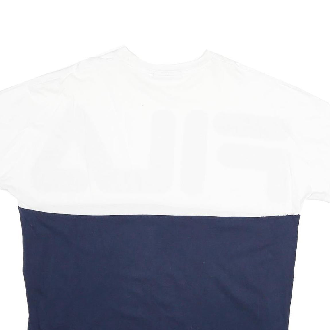 FILA Mens White & Navy Graphic T-Shirt XL Short Sleeve Crew Neck Cotton