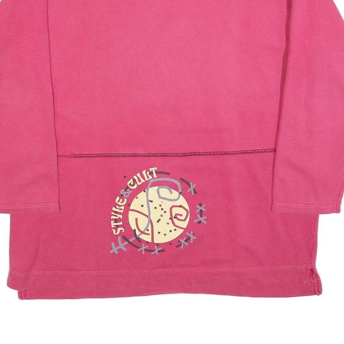 BLUE-SEVEN Womens Pink Sweatshirt S Graphic Print Crew Neck Long Sleeve Casual