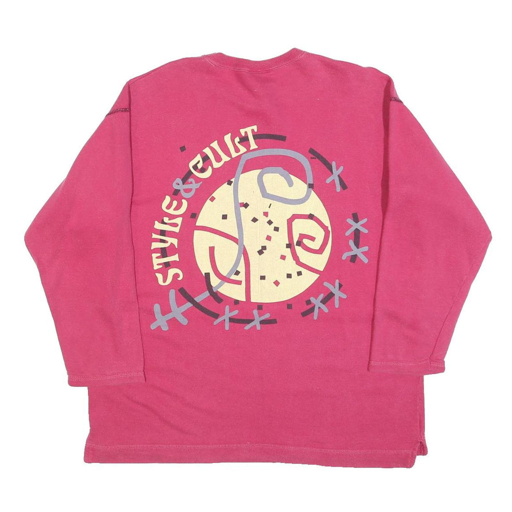 BLUE-SEVEN Womens Pink Sweatshirt S Graphic Print Crew Neck Long Sleeve Casual