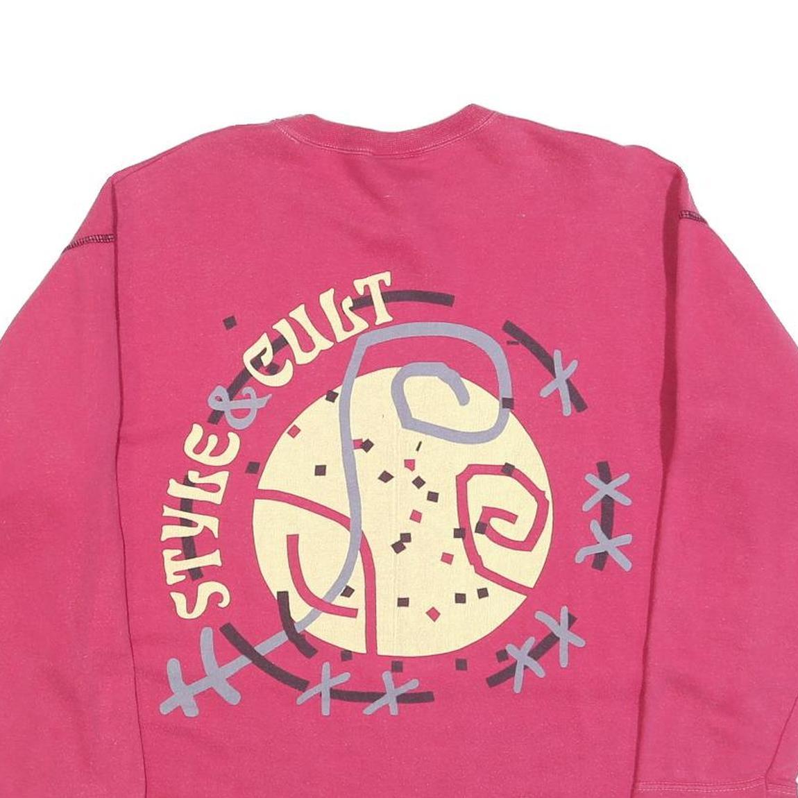 BLUE-SEVEN Womens Pink Sweatshirt S Graphic Print Crew Neck Long Sleeve Casual
