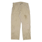 CARHARTT Mens Cotton Blend Beige Relaxed Straight Trousers W38 L32 Workwear