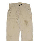 CARHARTT Mens Cotton Blend Beige Relaxed Straight Trousers W38 L32 Workwear