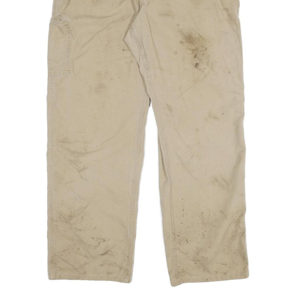 CARHARTT Mens Cotton Blend Beige Relaxed Straight Trousers W38 L32 Workwear