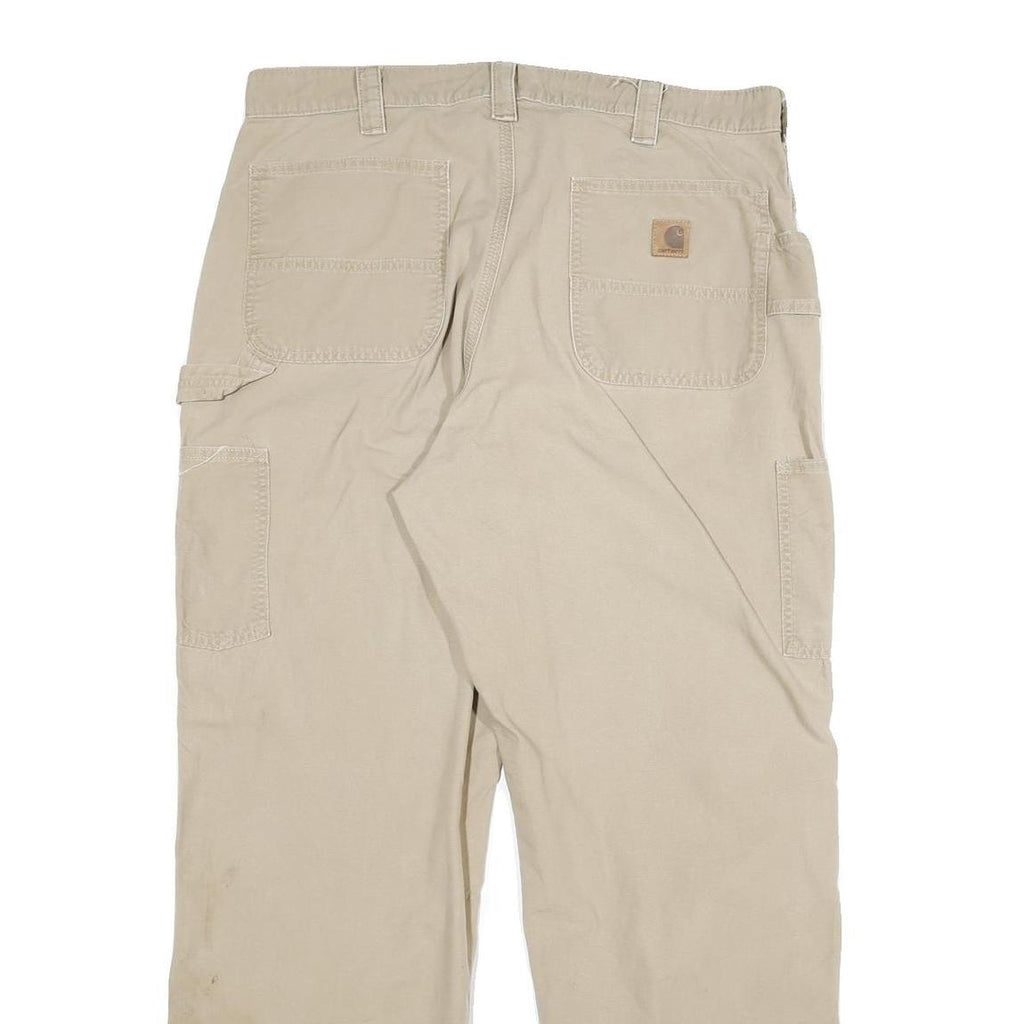 CARHARTT Mens Cotton Blend Beige Relaxed Straight Trousers W38 L32 Workwear