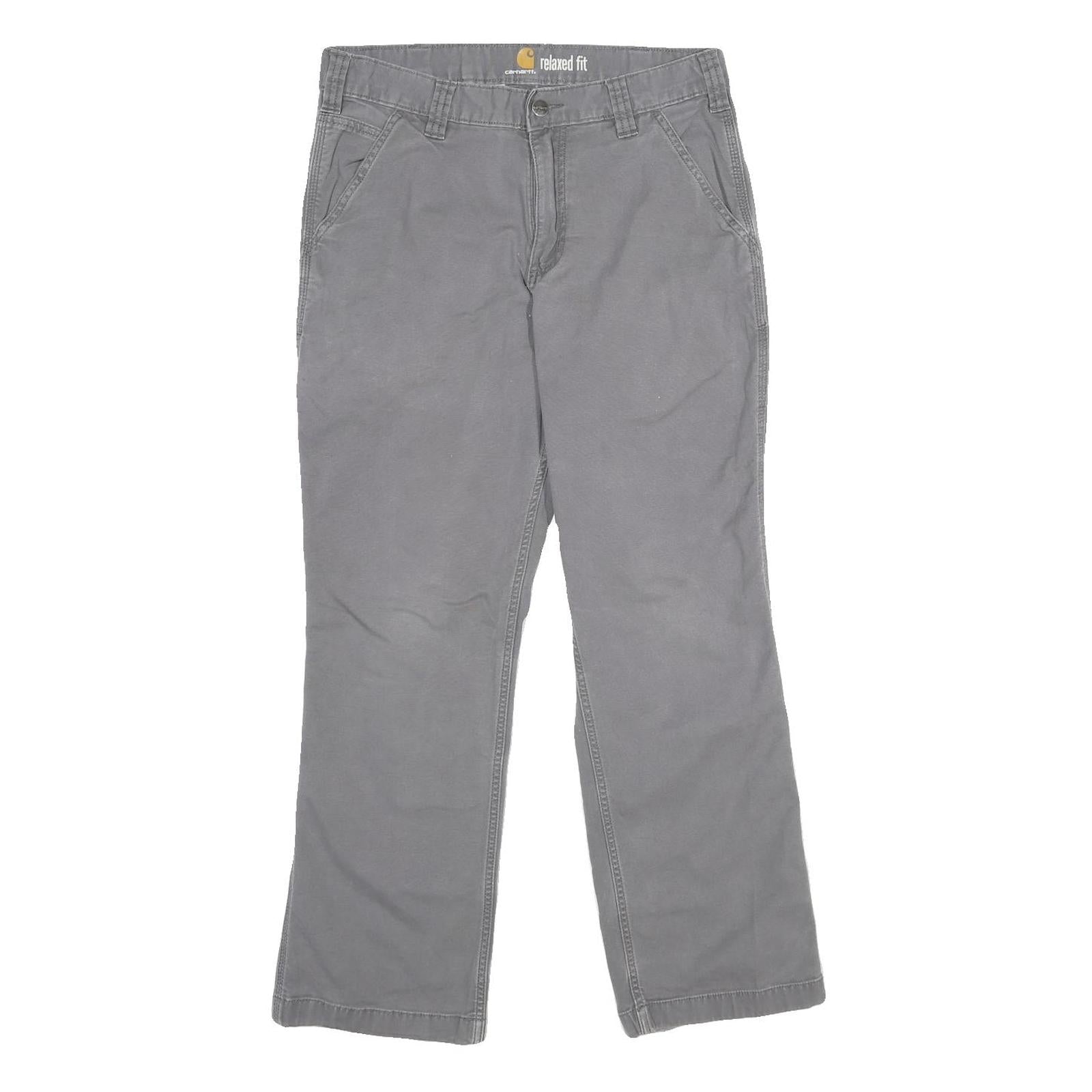 CARHARTT Mens Cotton Blend Grey Relaxed Fit Straight Trousers W32 L30 Workwear
