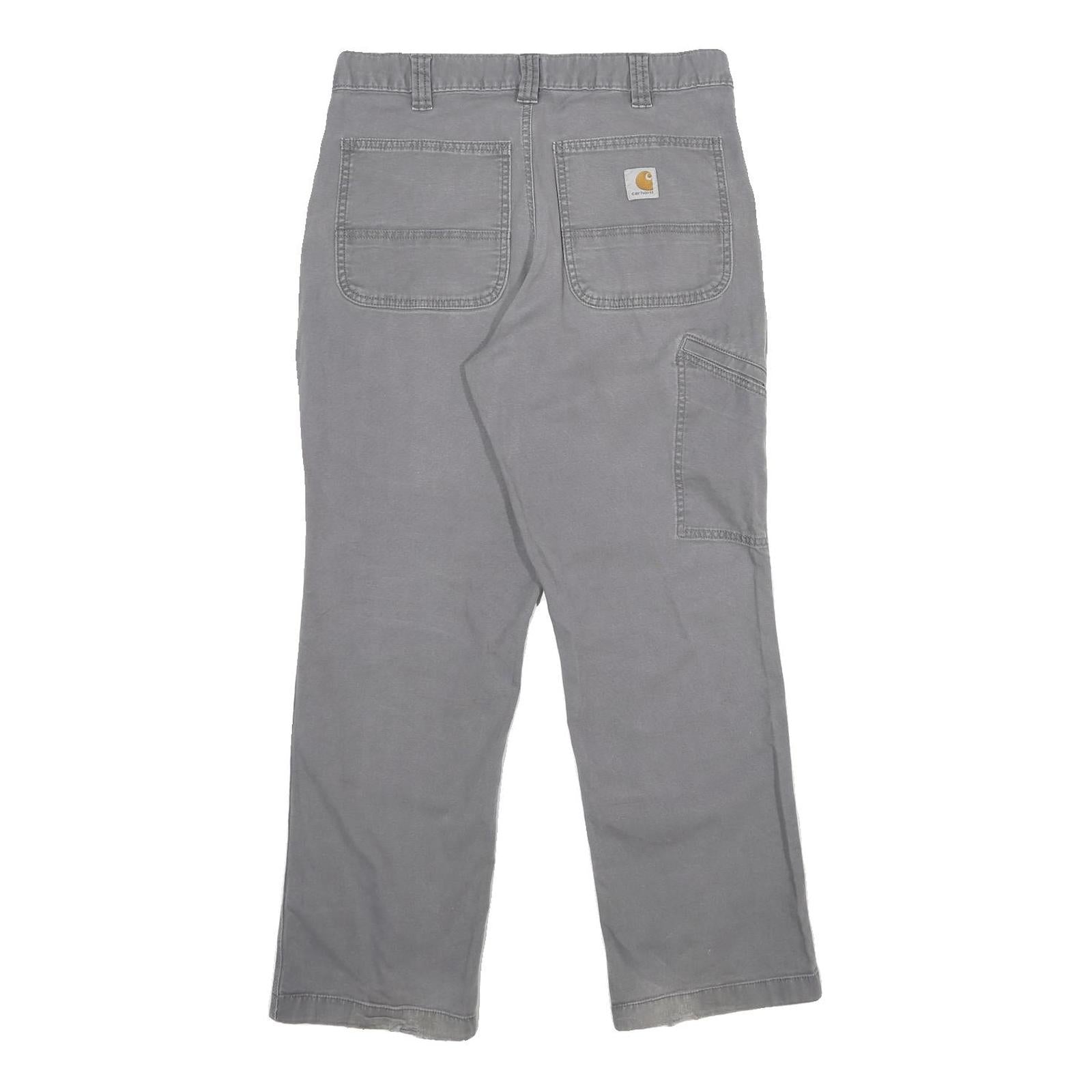CARHARTT Mens Cotton Blend Grey Relaxed Fit Straight Trousers W32 L30 Workwear