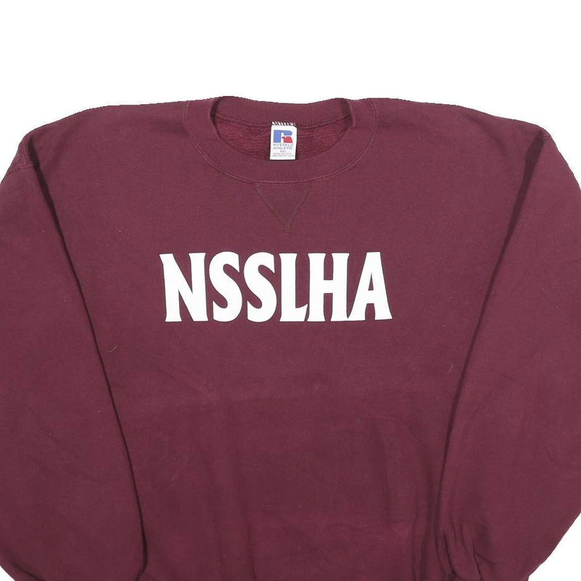 RUSSELL ATHLETIC Mens Maroon Crew Neck 2XL Sweatshirt NSSLHA Print