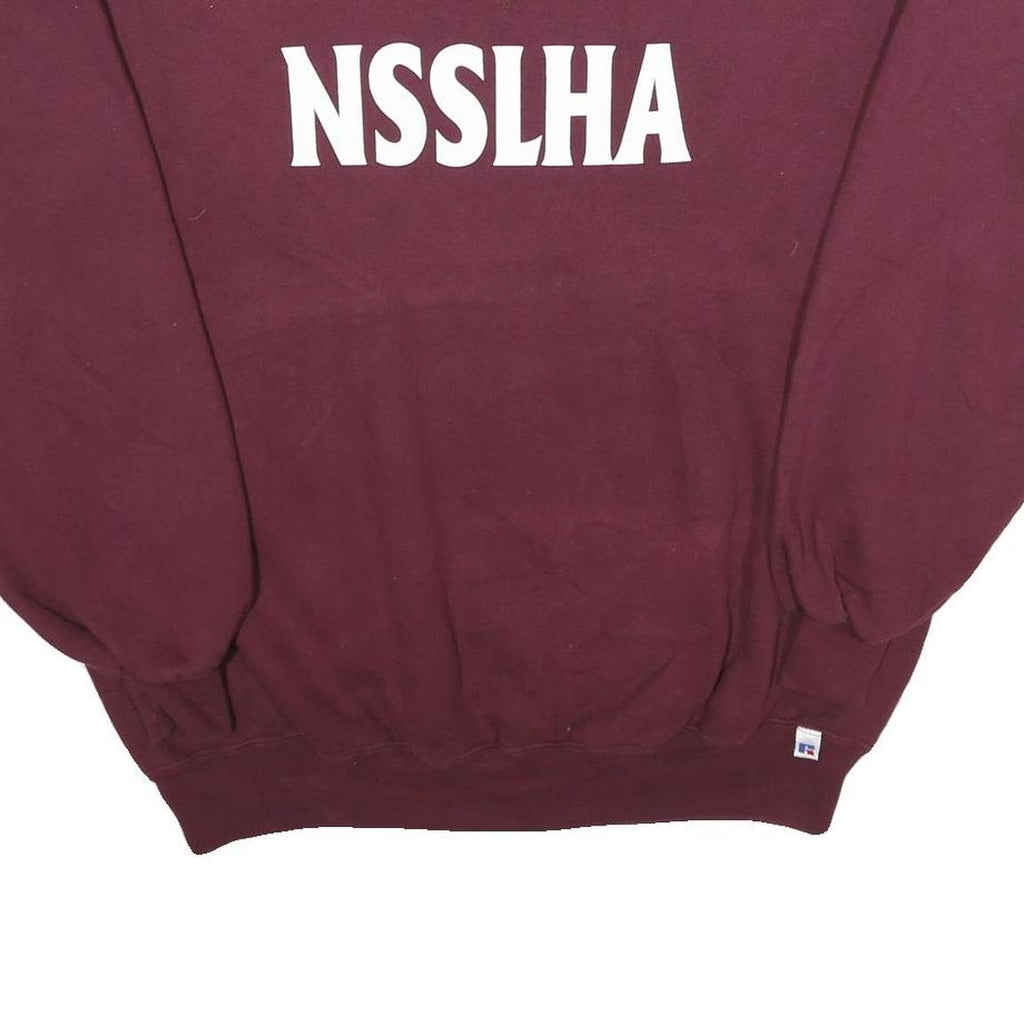 RUSSELL ATHLETIC Mens Maroon Crew Neck 2XL Sweatshirt NSSLHA Print