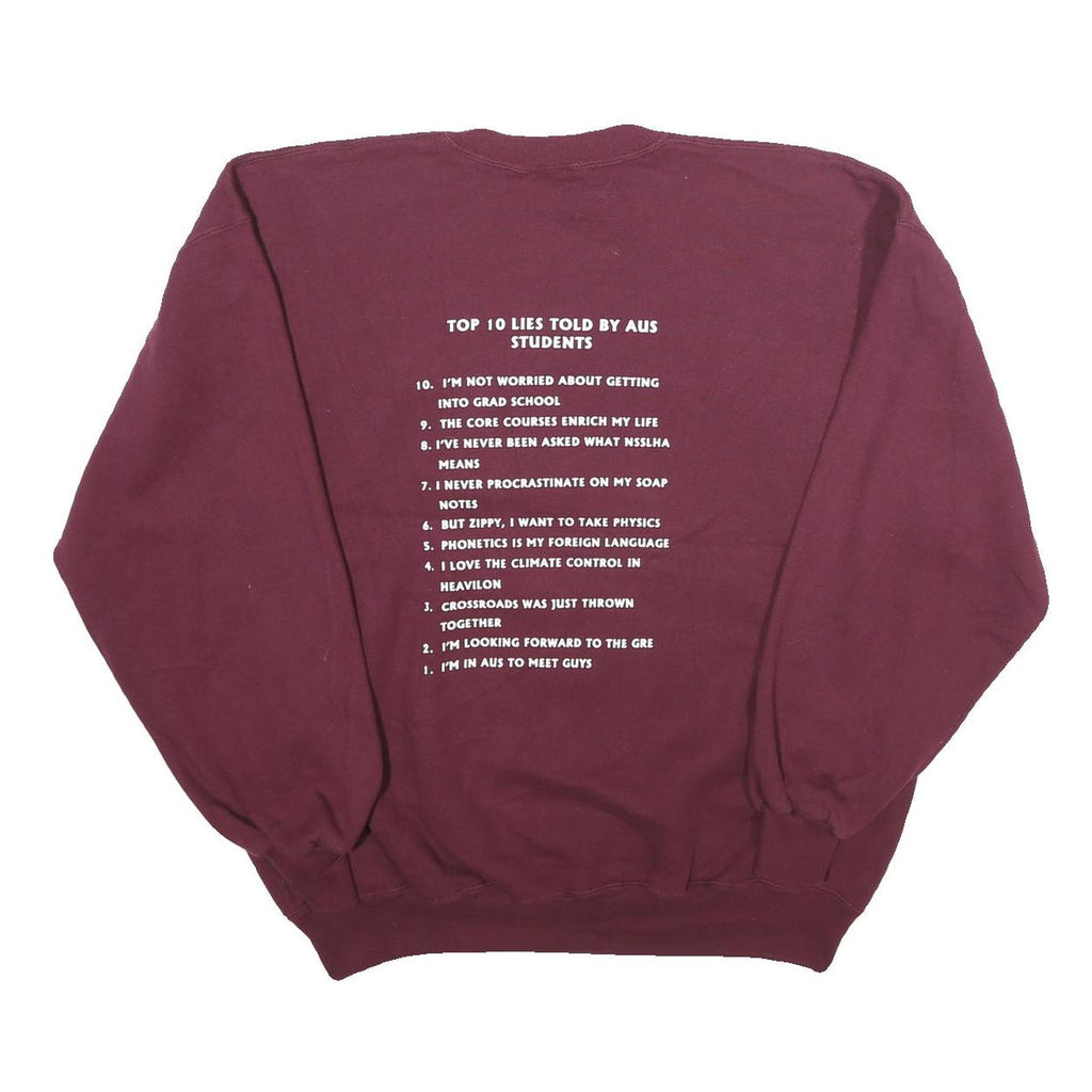 RUSSELL ATHLETIC Mens Maroon Crew Neck 2XL Sweatshirt NSSLHA Print