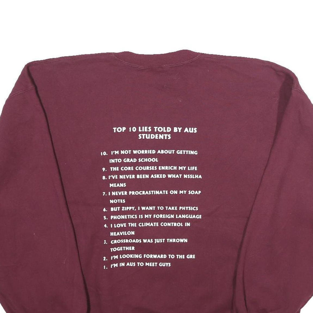 RUSSELL ATHLETIC Mens Maroon Crew Neck 2XL Sweatshirt NSSLHA Print