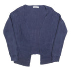 REPLAY Womens Blue Patterned Jumper Open Front Regular Knit Size M Cotton Blend