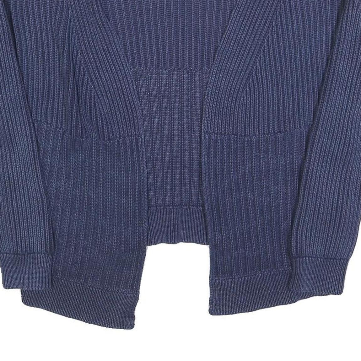 REPLAY Womens Blue Patterned Jumper Open Front Regular Knit Size M Cotton Blend