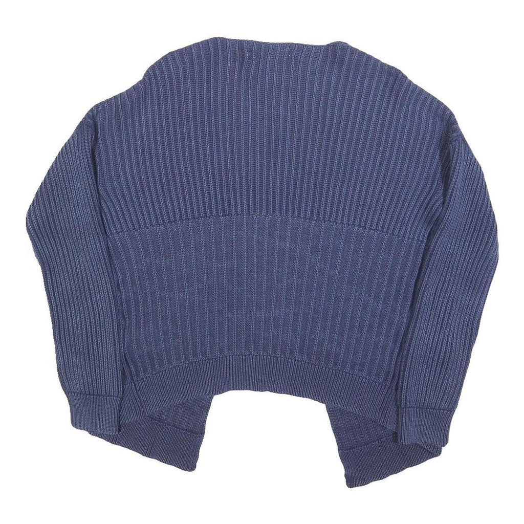 REPLAY Womens Blue Patterned Jumper Open Front Regular Knit Size M Cotton Blend