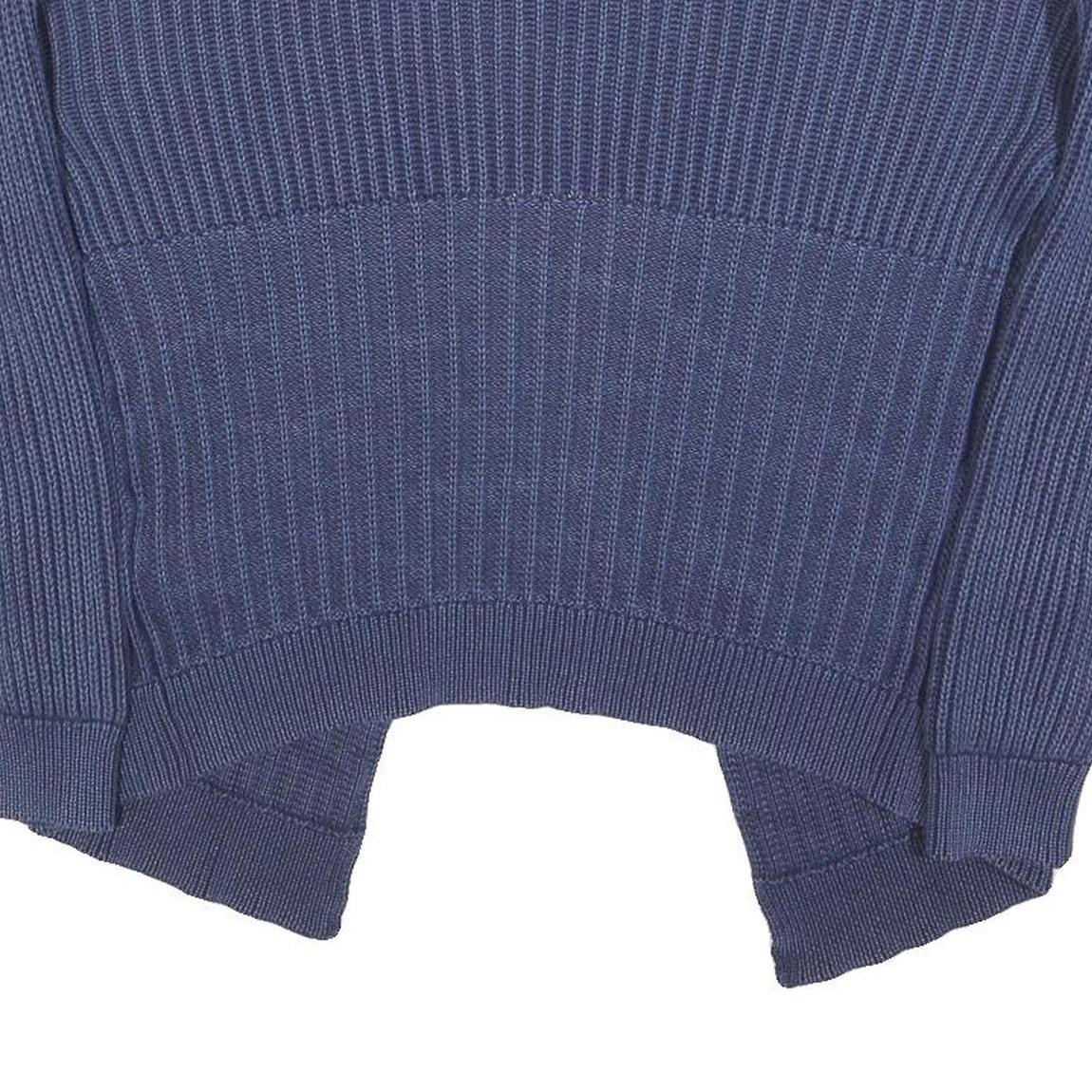 REPLAY Womens Blue Patterned Jumper Open Front Regular Knit Size M Cotton Blend