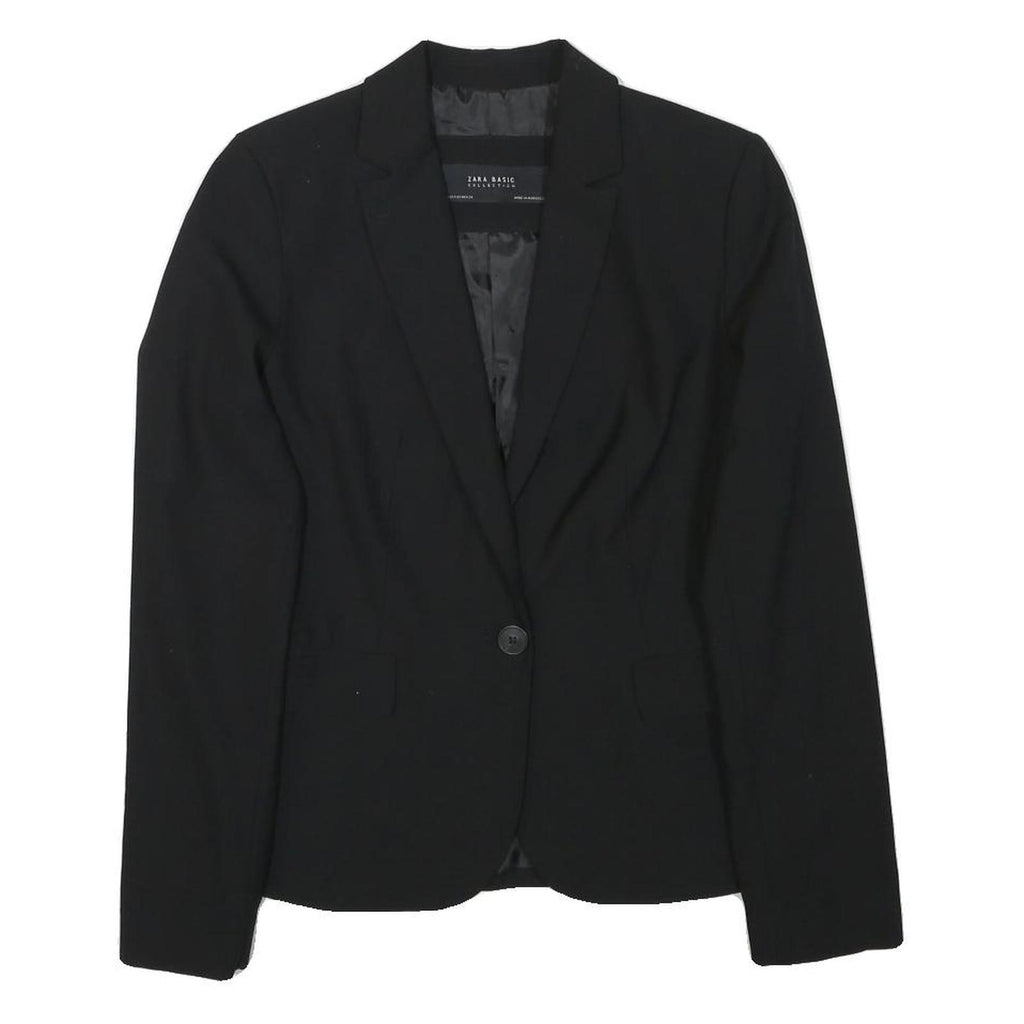 ZARA BASIC Womens Black Jacket XS Polyester Blend Button Closure Classic Fit