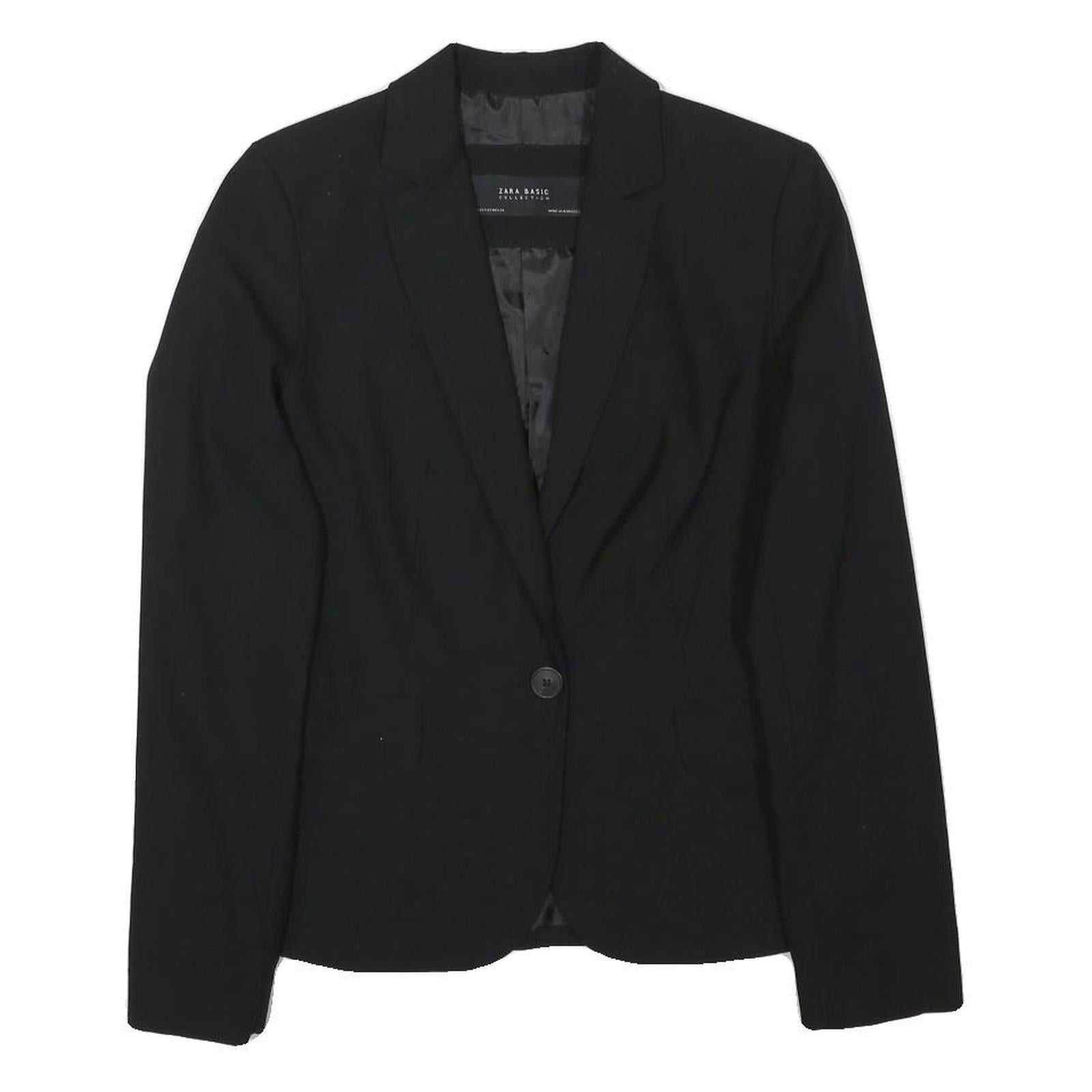 ZARA BASIC Womens Black Jacket XS Polyester Blend Button Closure Classic Fit