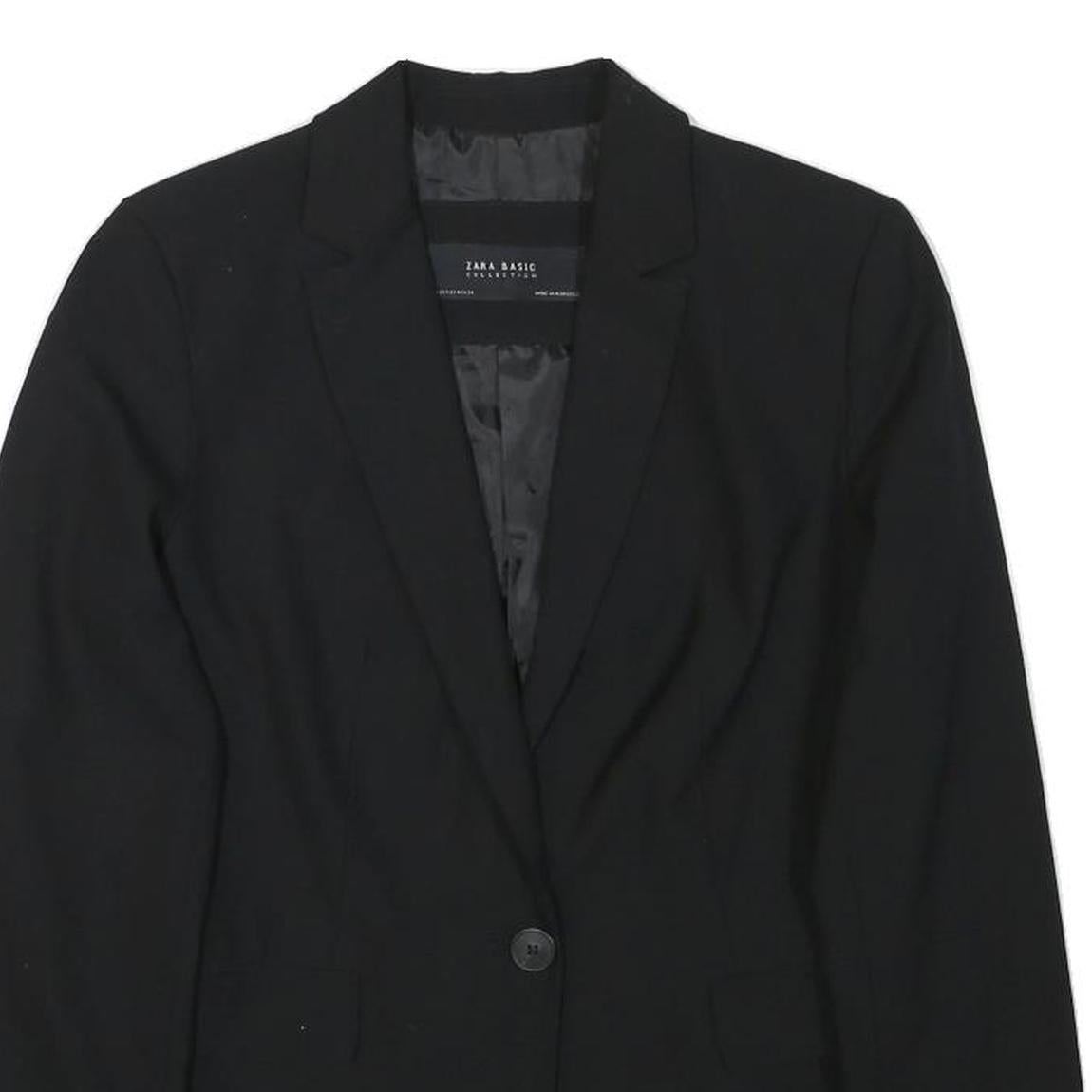 ZARA BASIC Womens Black Jacket XS Polyester Blend Button Closure Classic Fit
