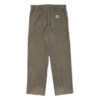 CARHARTT Mens Relaxed Brown Cotton Blend Trousers W36 L32 Casual Workwear Zip