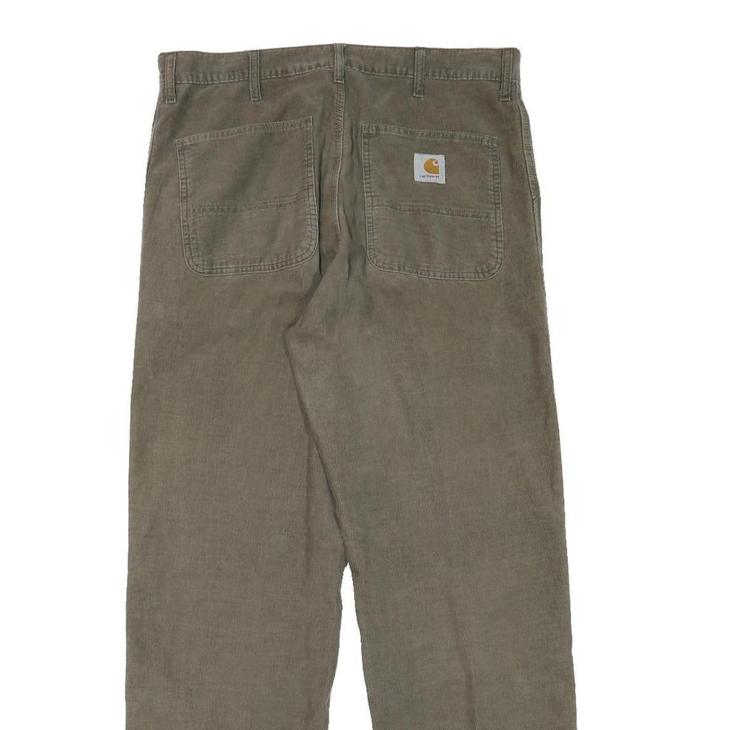 CARHARTT Mens Relaxed Brown Cotton Blend Trousers W36 L32 Casual Workwear Zip