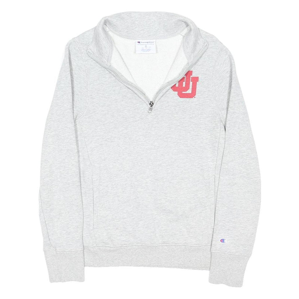 CHAMPION Womens Grey 1/4 Zip Sweatshirt M Cotton Blend Casual Comfort