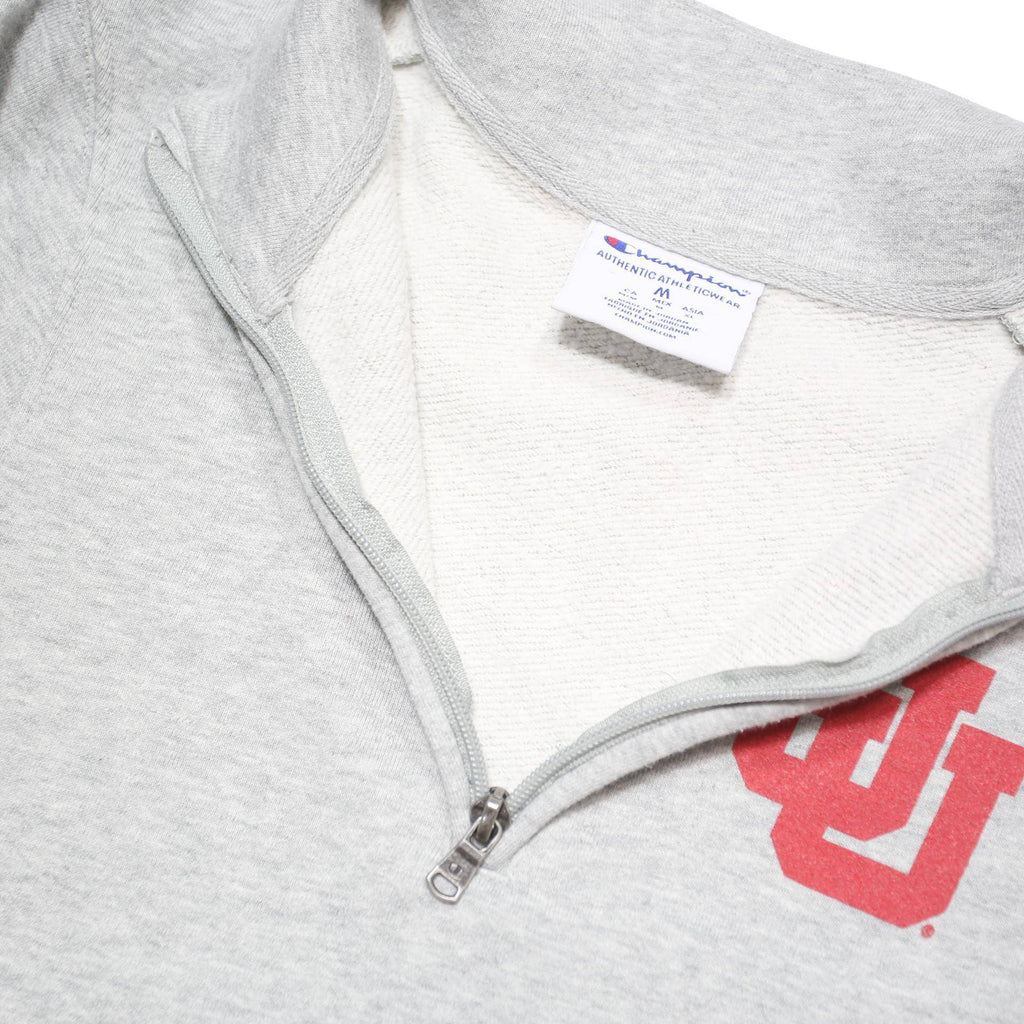 CHAMPION Womens Grey 1/4 Zip Sweatshirt M Cotton Blend Casual Comfort