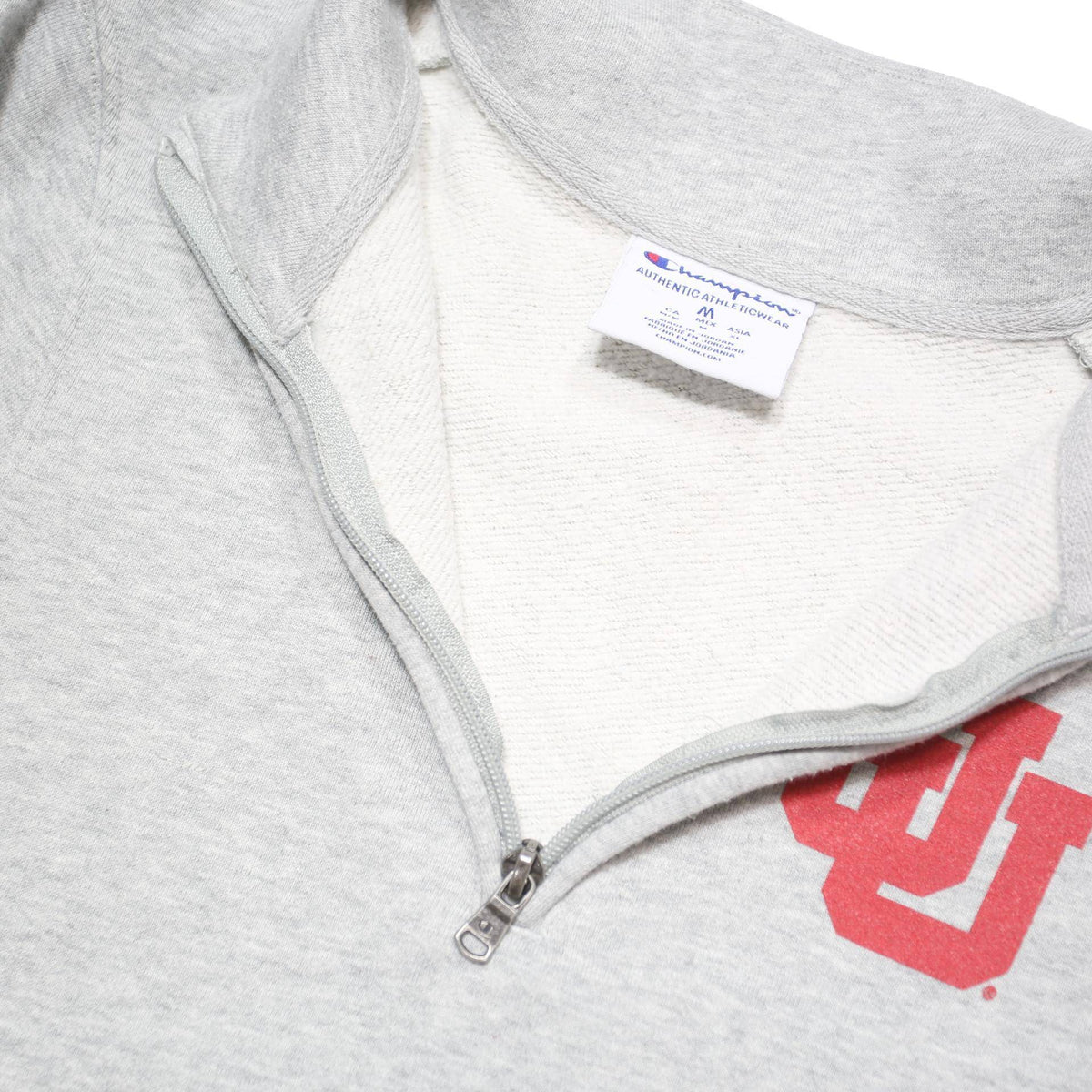 CHAMPION Womens Grey 1/4 Zip Sweatshirt M Cotton Blend Casual Comfort