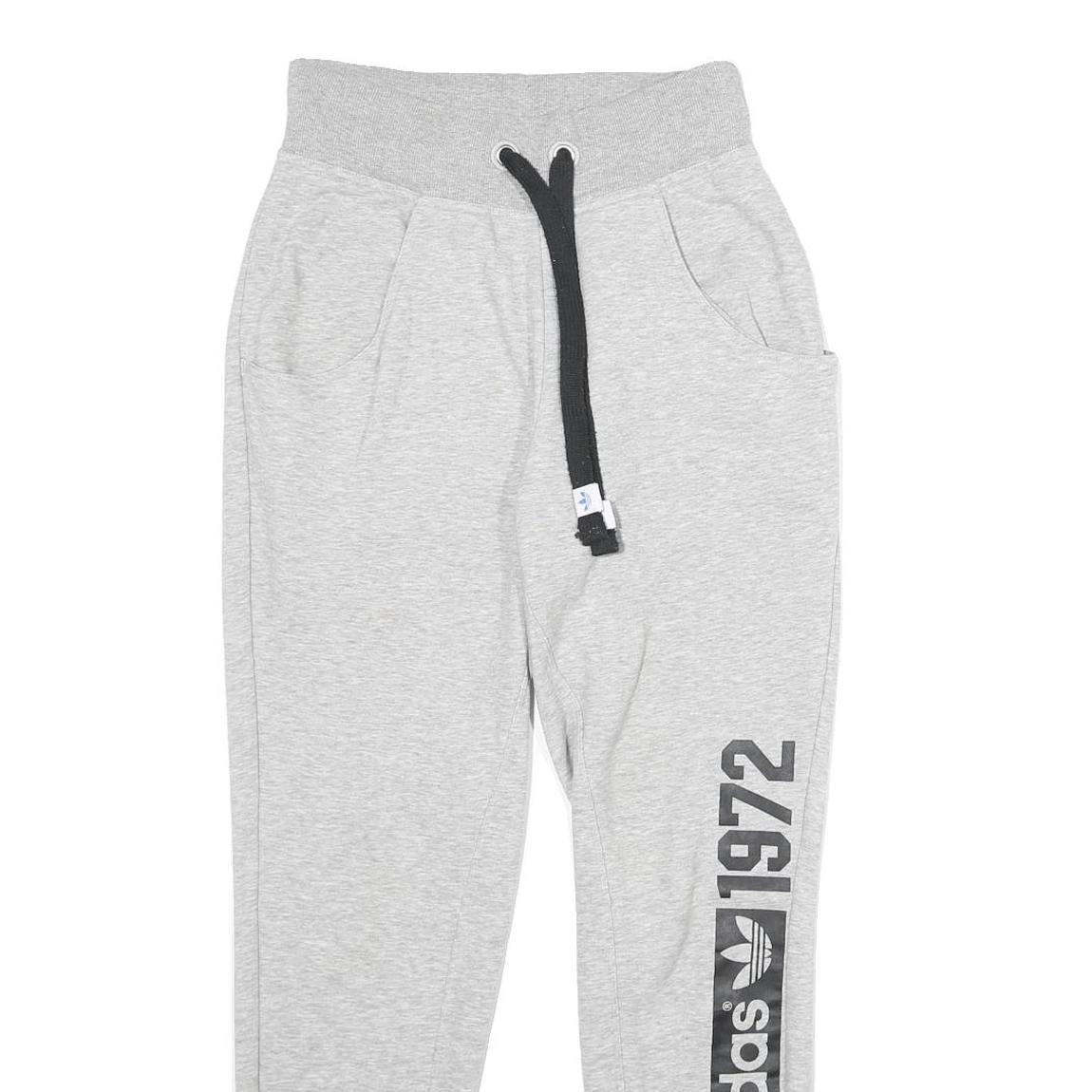 ADIDAS Womens Joggers Grey Slim Tapered UK 8 W26 L28 Logo Print Casual Wear