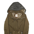 ZARA Womens Olive Green Jacket XS Polyester Blend Hooded Zip Casual Outerwear