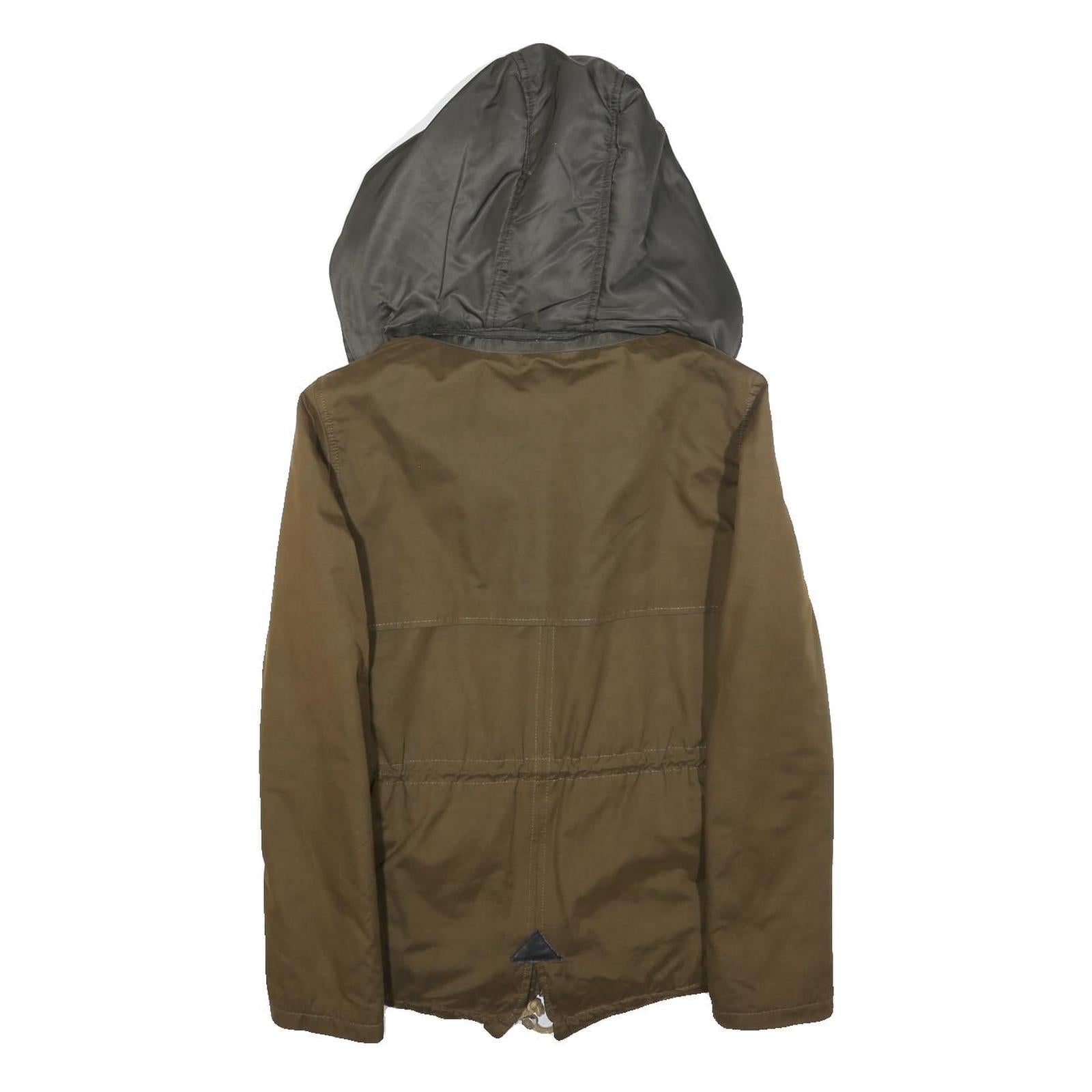 ZARA Womens Olive Green Jacket XS Polyester Blend Hooded Zip Casual Outerwear