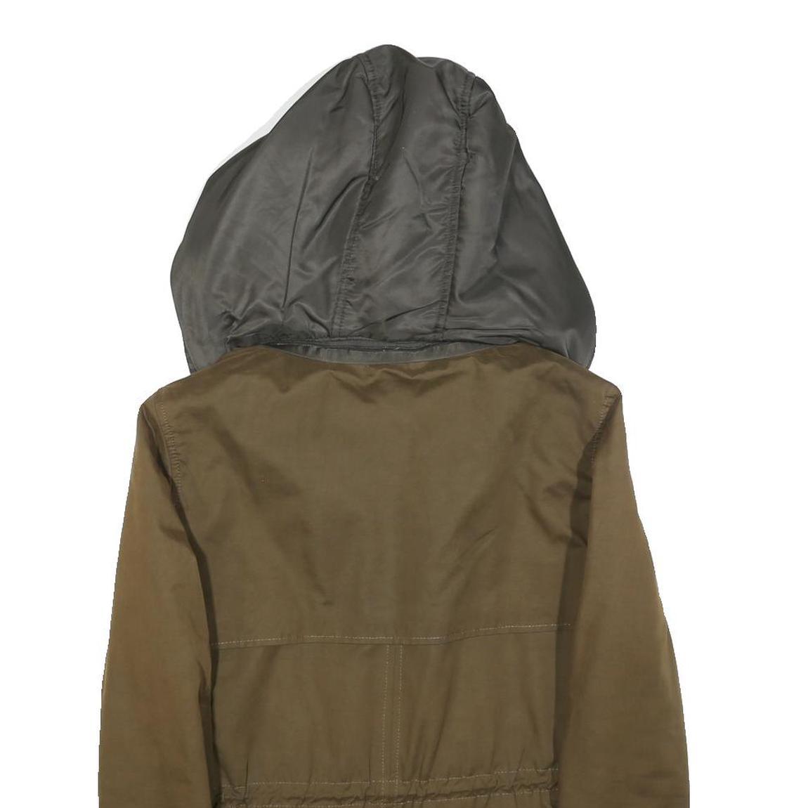 ZARA Womens Olive Green Jacket XS Polyester Blend Hooded Zip Casual Outerwear