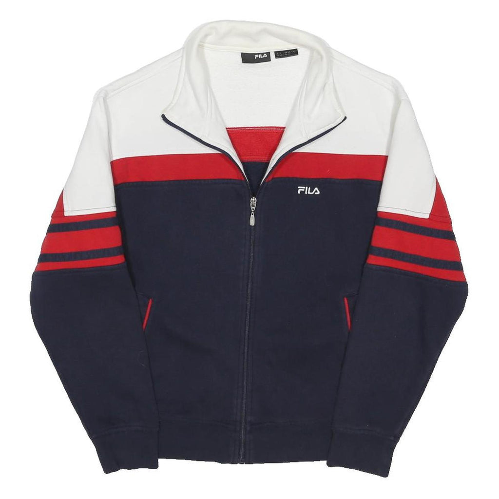 FILA Womens White & Red & Navy Zip Up Sweatshirt XS Sports Casual Retro