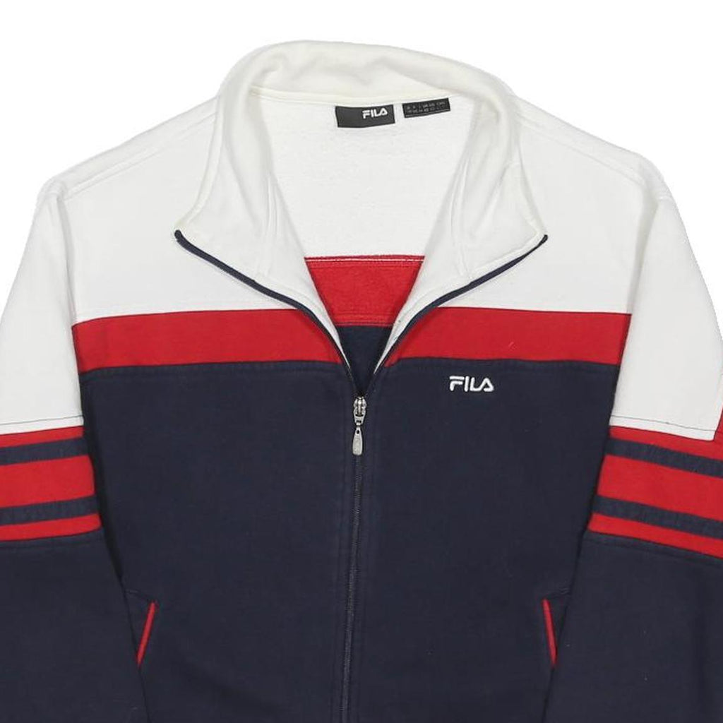 FILA Womens White & Red & Navy Zip Up Sweatshirt XS Sports Casual Retro