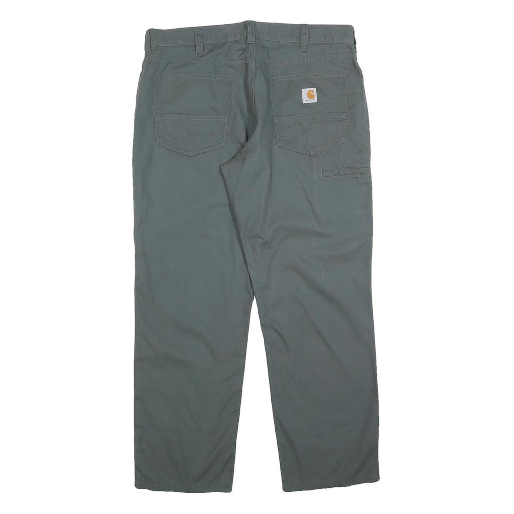 CARHARTT Mens Cotton Grey Relaxed Straight Trousers W36 L30 Workwear Zip Closure