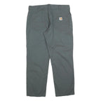 CARHARTT Mens Cotton Grey Relaxed Straight Trousers W36 L30 Workwear Zip Closure