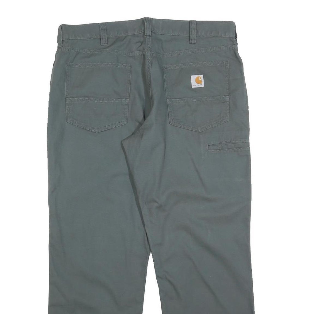 CARHARTT Mens Cotton Grey Relaxed Straight Trousers W36 L30 Workwear Zip Closure