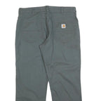 CARHARTT Mens Cotton Grey Relaxed Straight Trousers W36 L30 Workwear Zip Closure