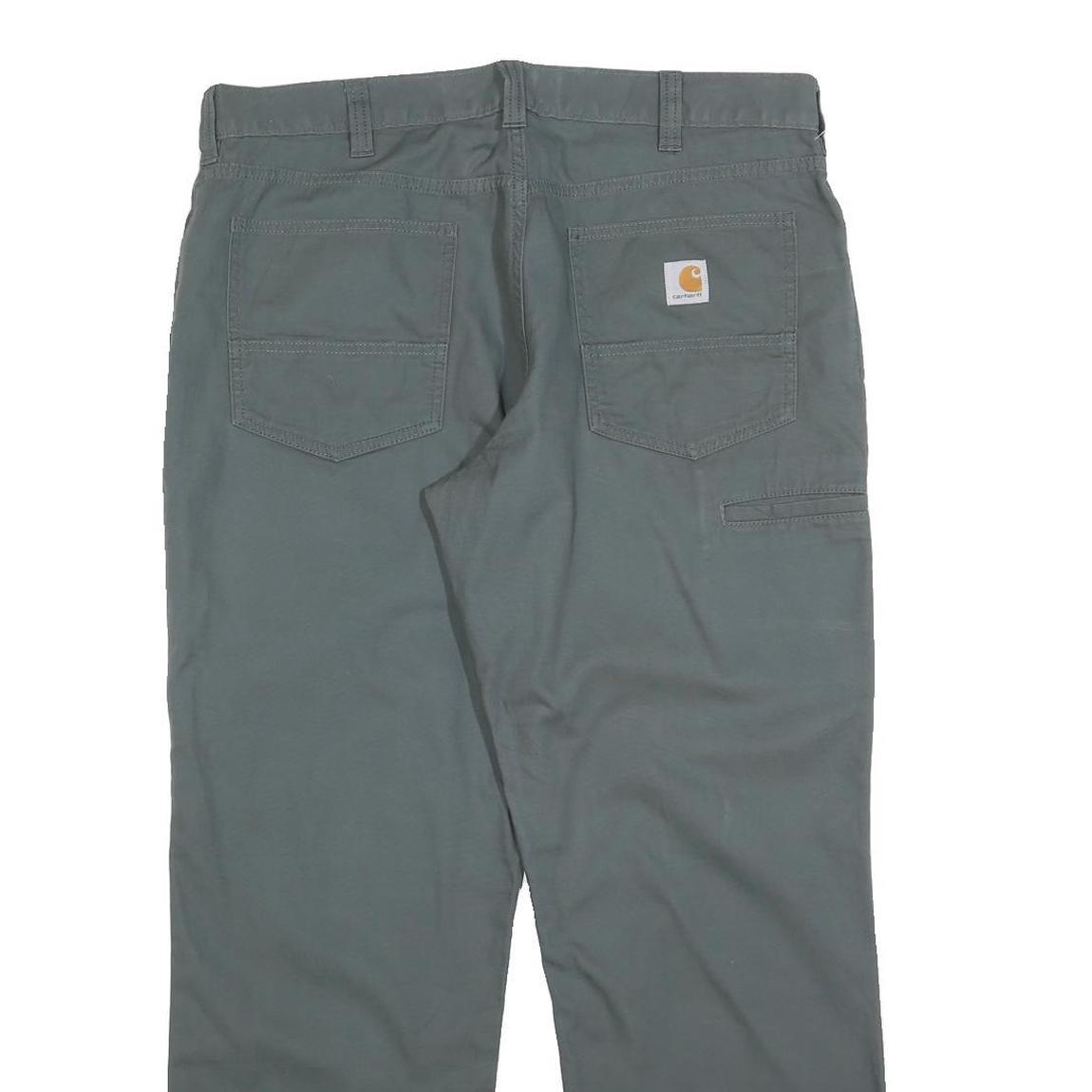 CARHARTT Mens Cotton Grey Relaxed Straight Trousers W36 L30 Workwear Zip Closure