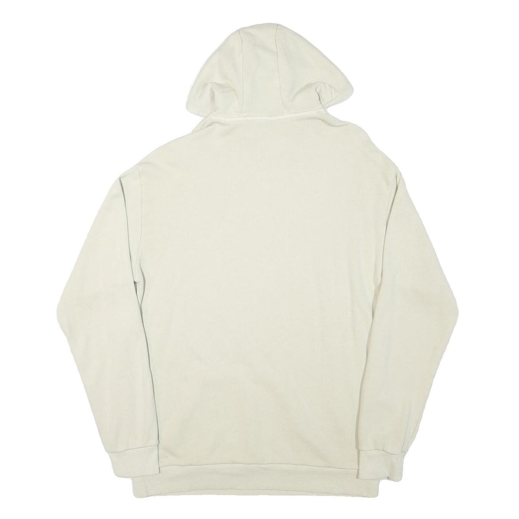 REEBOK Mens Cream Pullover Hoodie M Cotton Blend Lightweight Casual