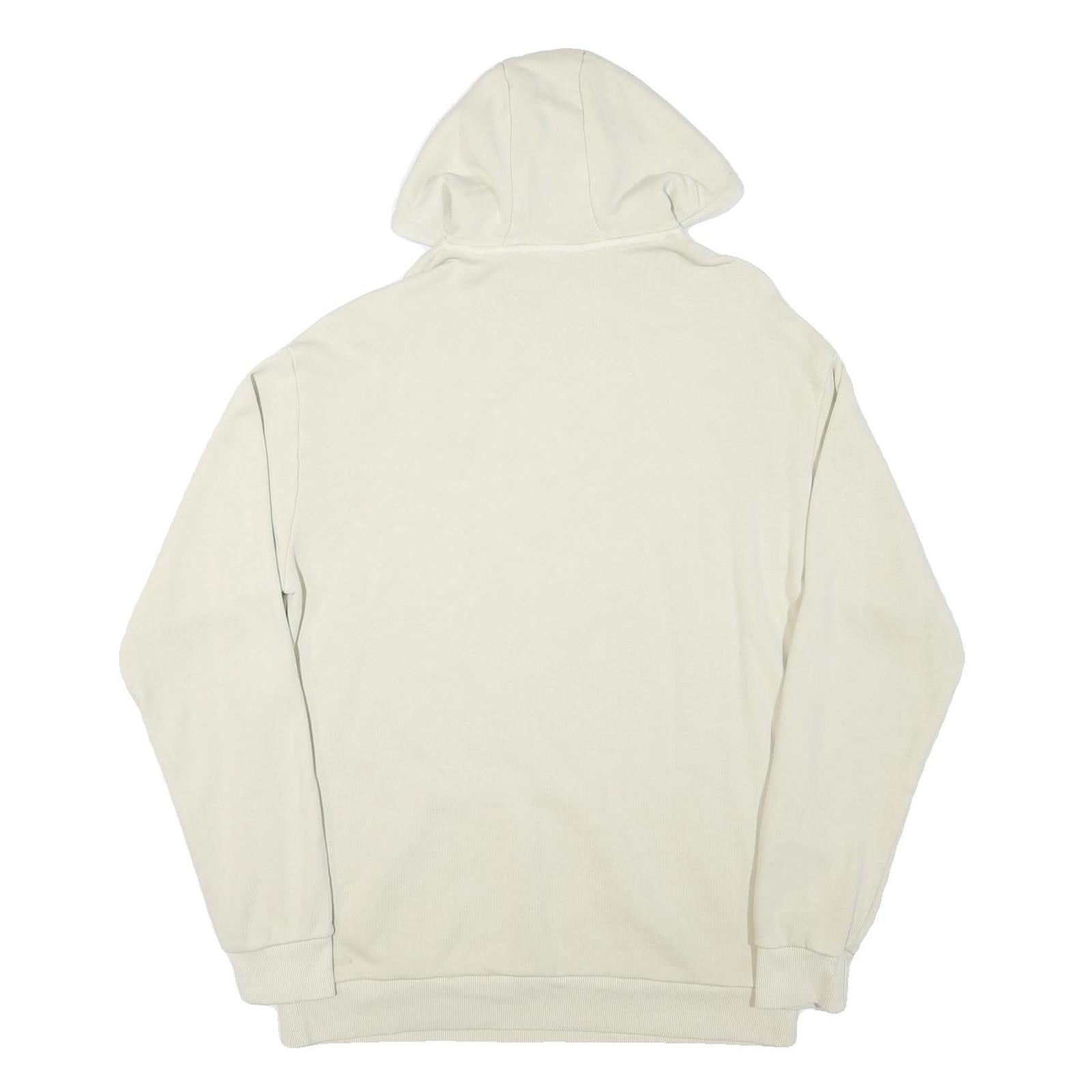 REEBOK Mens Cream Pullover Hoodie M Cotton Blend Lightweight Casual