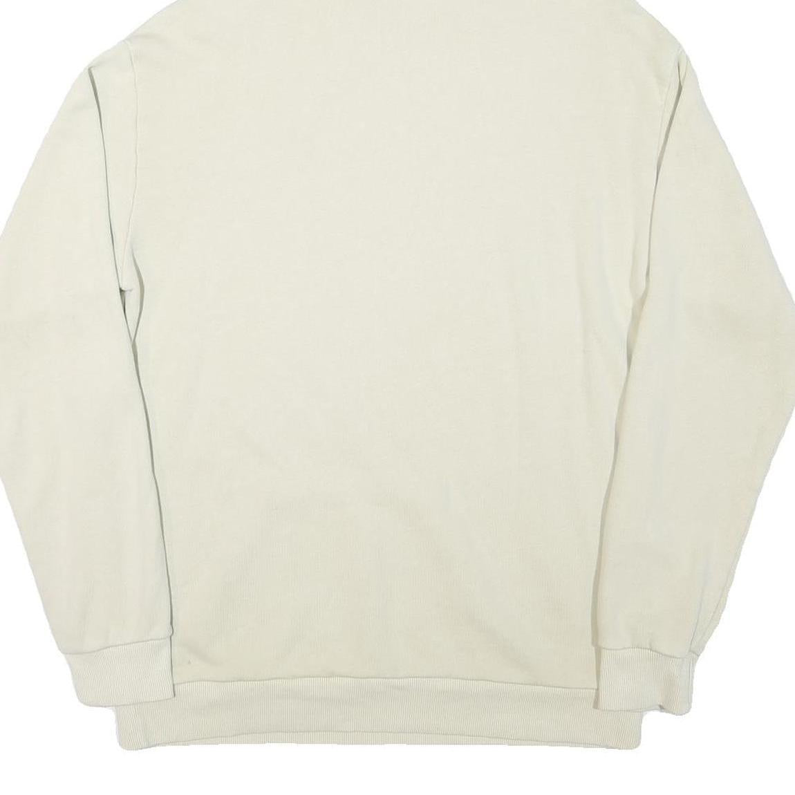 REEBOK Mens Cream Pullover Hoodie M Cotton Blend Lightweight Casual