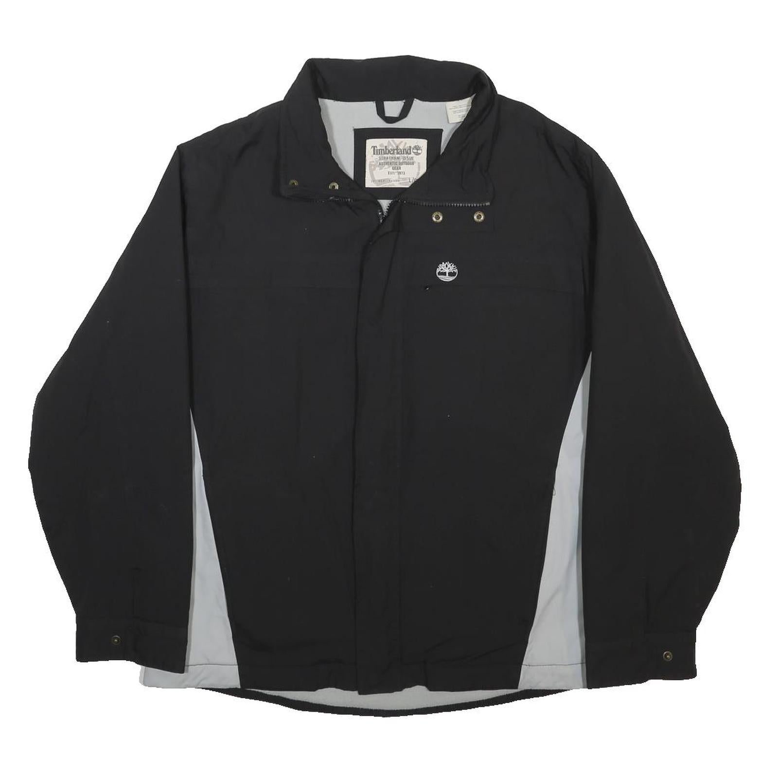 TIMBERLAND Mens Black & Grey Nylon Zip Jacket L Lightweight Outdoor Casual