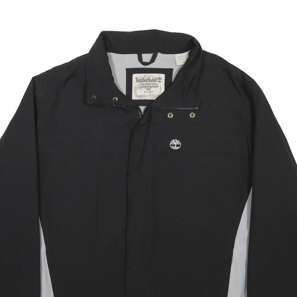 TIMBERLAND Mens Black & Grey Nylon Zip Jacket L Lightweight Outdoor Casual