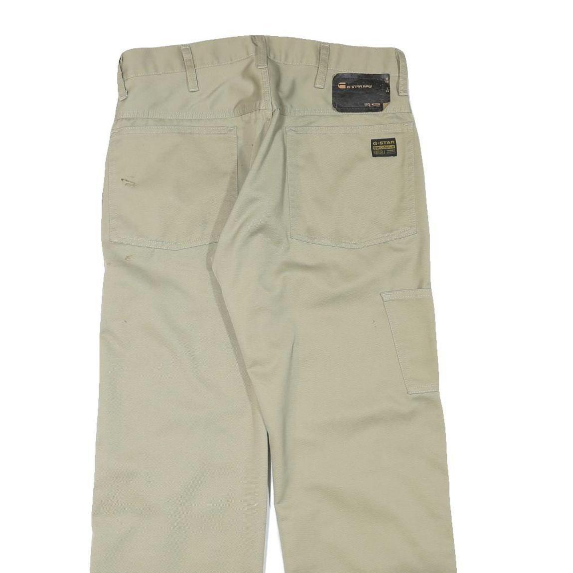 G-STAR Mens Cotton Blend Beige Relaxed Straight Trousers W31 L29 Durable