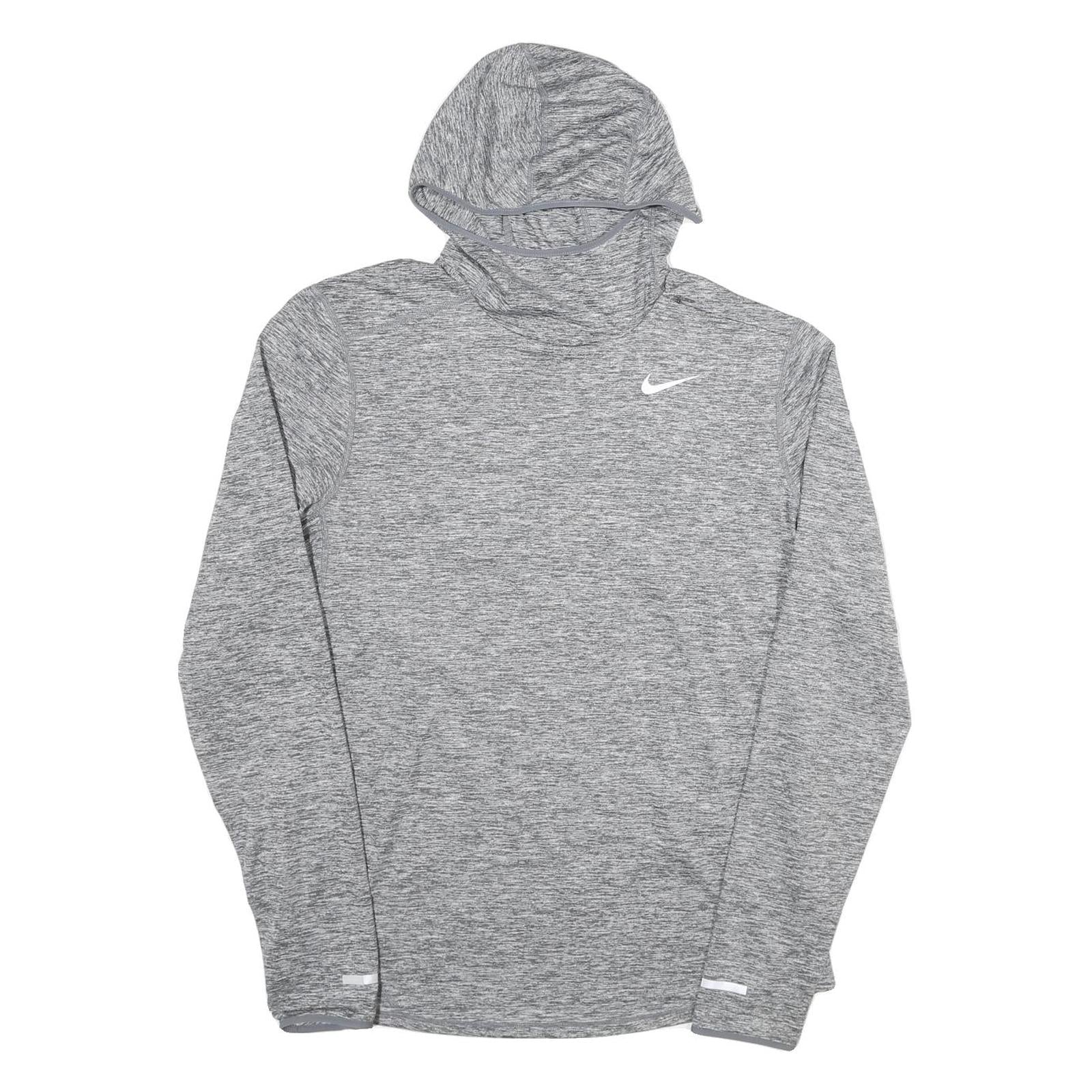 NIKE Womens Grey Marl Hoodie M Lightweight Athletic Pullover