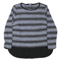 BONITA Womens Grey & Black Striped Pattern Cotton Blend Jumper Round Neck Basic