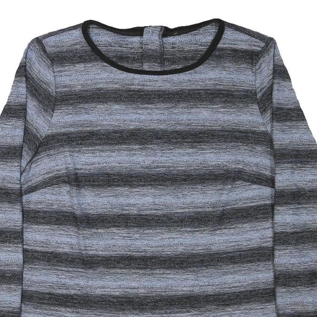 BONITA Womens Grey & Black Striped Pattern Cotton Blend Jumper Round Neck Basic