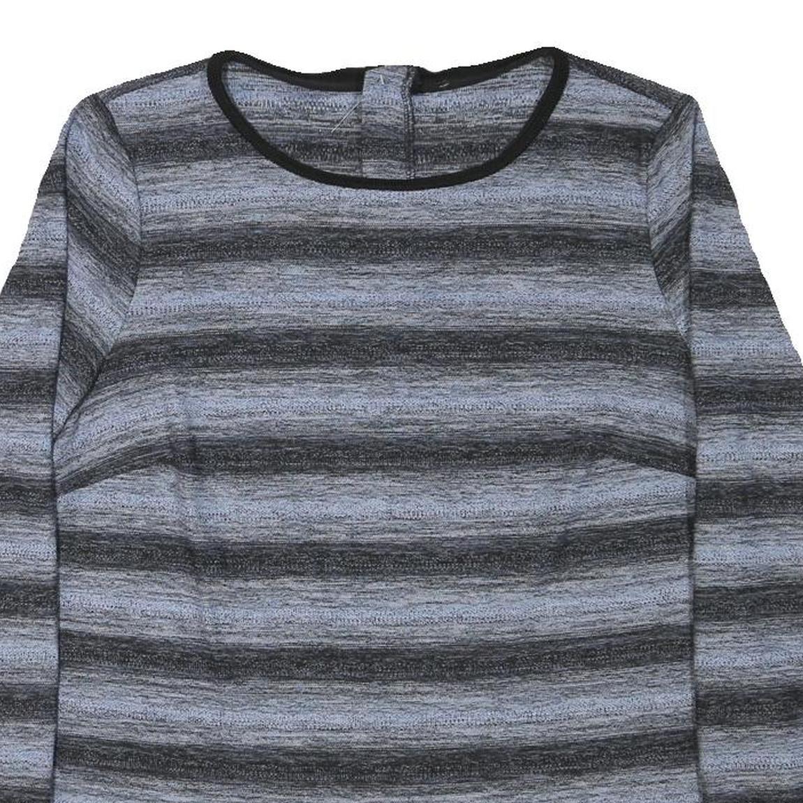 BONITA Womens Grey & Black Striped Pattern Cotton Blend Jumper Round Neck Basic